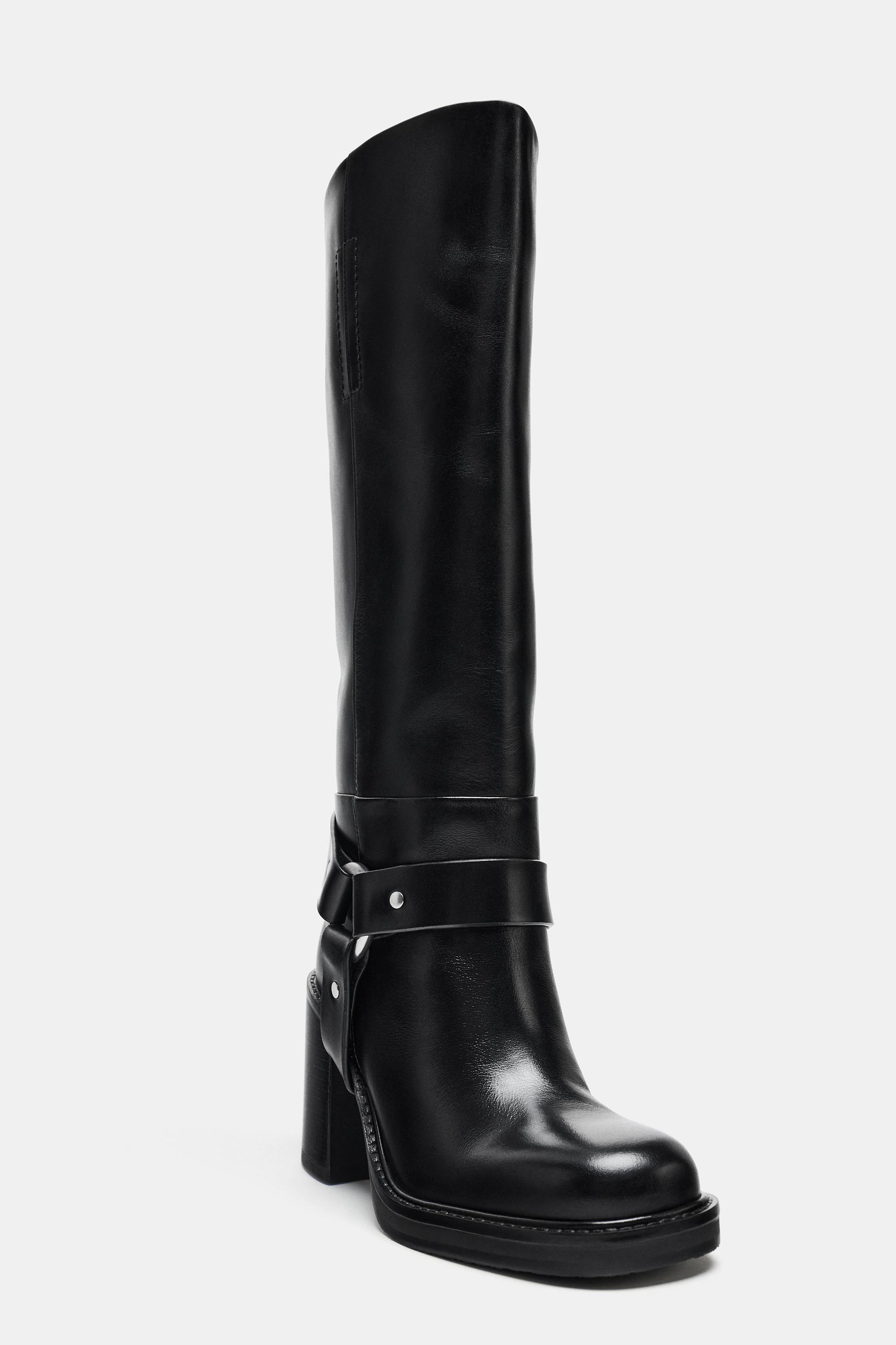 BUCKLED LEATHER BOOTS